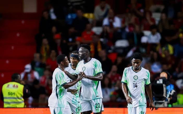 Nigeria players in conversation during a match